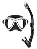 Hollis M3 Dry Top Snorkel Set with Prescription Lenses White