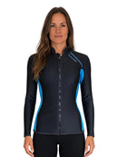Sharkskin Chillproof Long Sleeve Full Zip Top Womens Black Blue Lifestyle