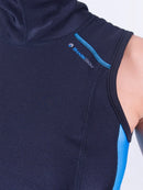 Sharkskin Ladies Chillproof Vest With Hood Back Black Blue Close