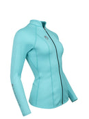 Sharkskin Performance T2 Long Sleeve Full Zip Top for Women Reef Green Side View