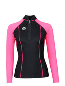 Sharkskin Performance Wear Long Sleeve Chest Zip Top Pink Front