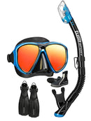 TUSA Black Pro Mirror Combo Set Black Fishtail  Blue