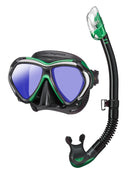 TUSA Paragon Mask and Dry Top Snorkel Black Energy Green