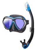 TUSA Paragon Mask and Dry Top Snorkel Black Fishtail Blue