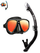 TUSA Sport Black Pro Mirror Snorkel Set Black Black