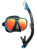 TUSA Sport Black Pro Mirror Snorkel Set Black Blue
