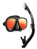 TUSA Sport Black Pro Mirror Snorkel Set Black Black