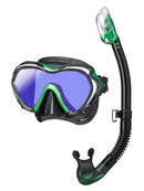 Tusa Paragon S mask Hyperdry Elite Snorkel Set Black Energy Green