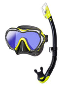 Tusa Paragon S mask Hyperdry Elite Snorkel Set Black Flash Yellow