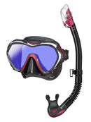 Tusa Paragon S mask Hyperdry Elite Snorkel Set Black Rose Pink