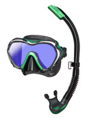 Tusa Paragon S mask Platina Hyperdry Snorkel Set Black Energy Green