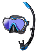 Tusa Paragon S mask Platina Hyperdry Snorkel Set Black Fishtail Blue